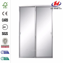 96 in. x 80 in. Steel Framed White Mirror Sliding Door